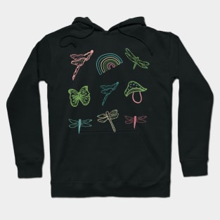 Butterfly, dragonfly and mushroom Hoodie